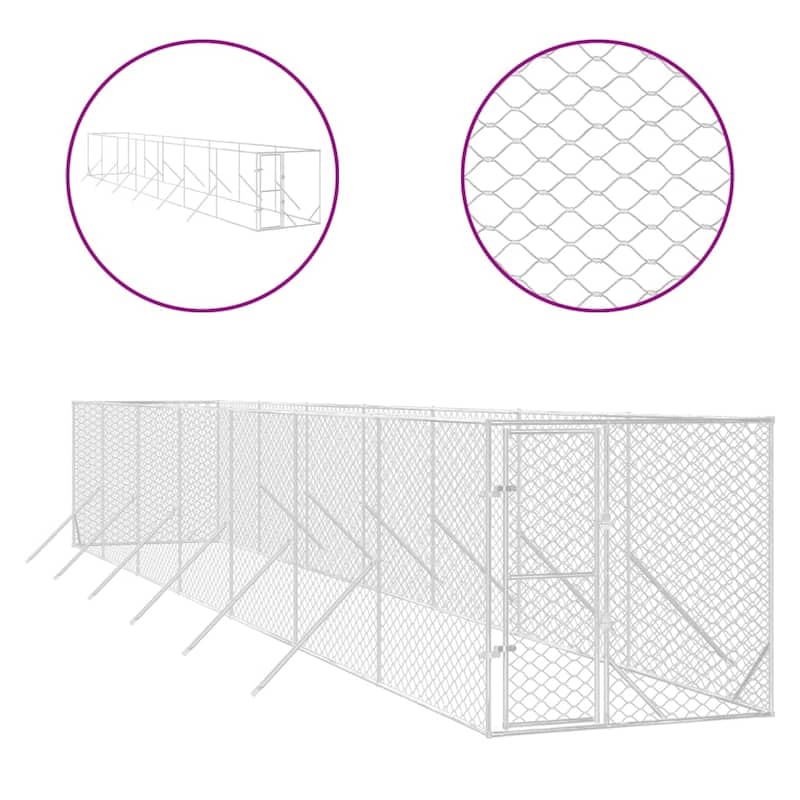 vidaXL Outdoor Dog Kennel Silver Multi-Size Galvanized Steel