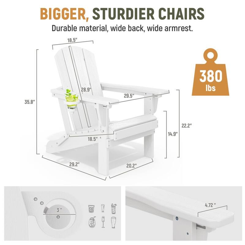 3-Position Reclining Folding Outdoor Chair – PE Wood Grain, Weather-Resistant