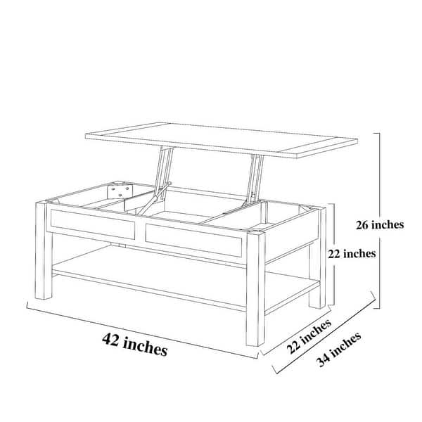 Rustic Black Lift Top Wood Coffee Table Storage Expandable Desk Living