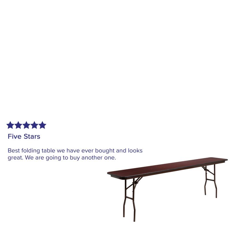 18" x 96" Rectangular High Pressure Mahogany Laminate Folding Training Table