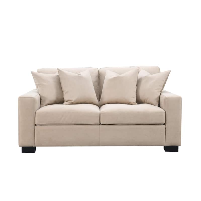 Dexter 69" Loveseat with 4 Pillows, Taupe