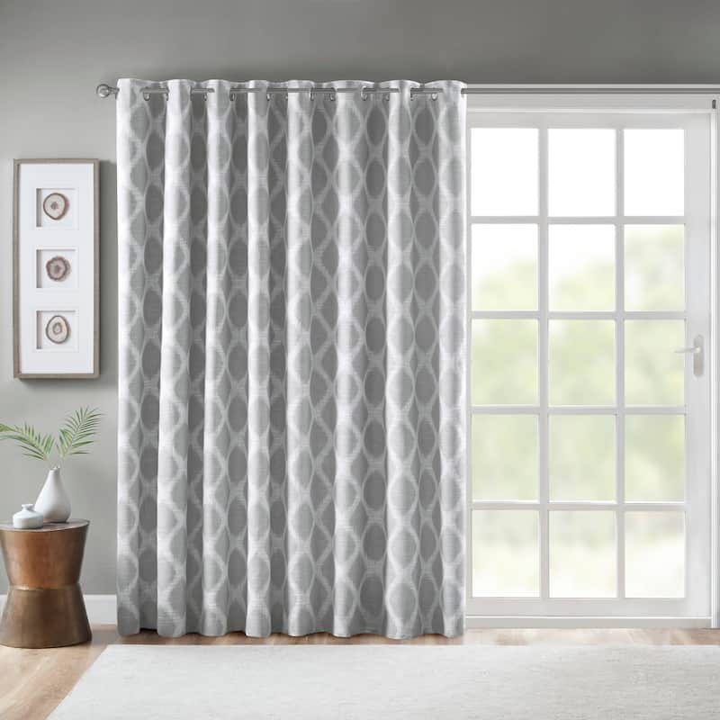 SunSmart Kagen Printed Ikat Blackout Patio Curtain - 100x84" - Grey