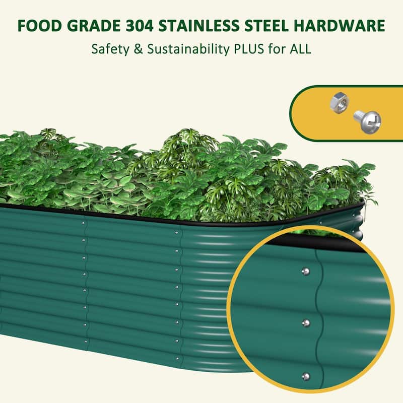 VEIKOUS 24''H Galvanized Raised Garden Bed, Durable Outdoor Planter Box with Rust-Resistant Steel