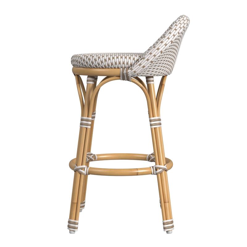 Tobias Outdoor Rattan and Metal Low Back Counter Stool