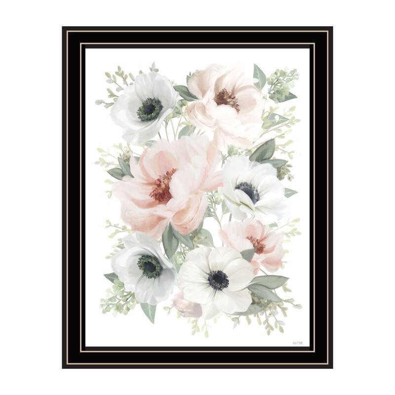 TrendyDecor4U Contemporary "Peony Floral Block" Framed Print Wall Art - Multi