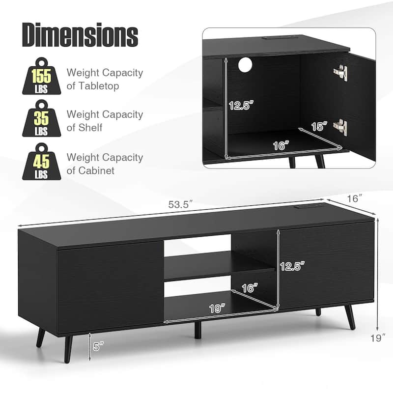 Costway TV Stand for 60" TVs Mid Century Modern Media Console Table - See Details