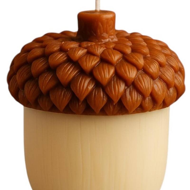 4" Brown And Ivory Pumpkin And Apple Scented Dimensional Acorn Candle