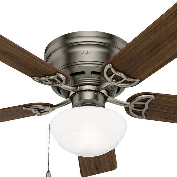 Hunter 52 Low Profile Ceiling Fan With Light Kit Pull Chain Overstock 8688908