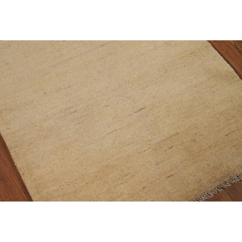 Striped Gabbeh Modern Runner Rug Hand-Knotted Wool Carpet - 2'10"x 9'6"