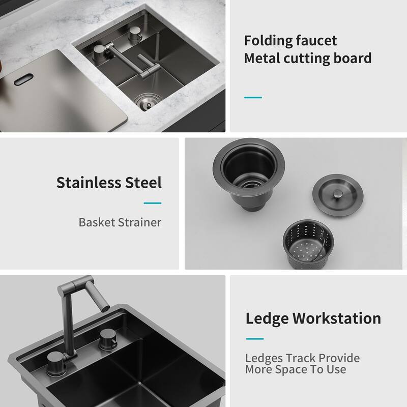 15" Undermount Bar Sink with Folding Faucet