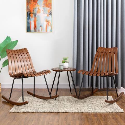 Glitzhome Bamboo Rocking Chair and Accent Table Set