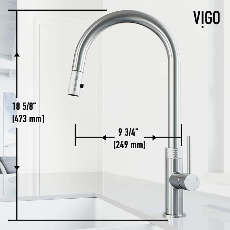 VIGO Bristol 19" H Single Handle Pull-Down Sprayer Kitchen Faucet