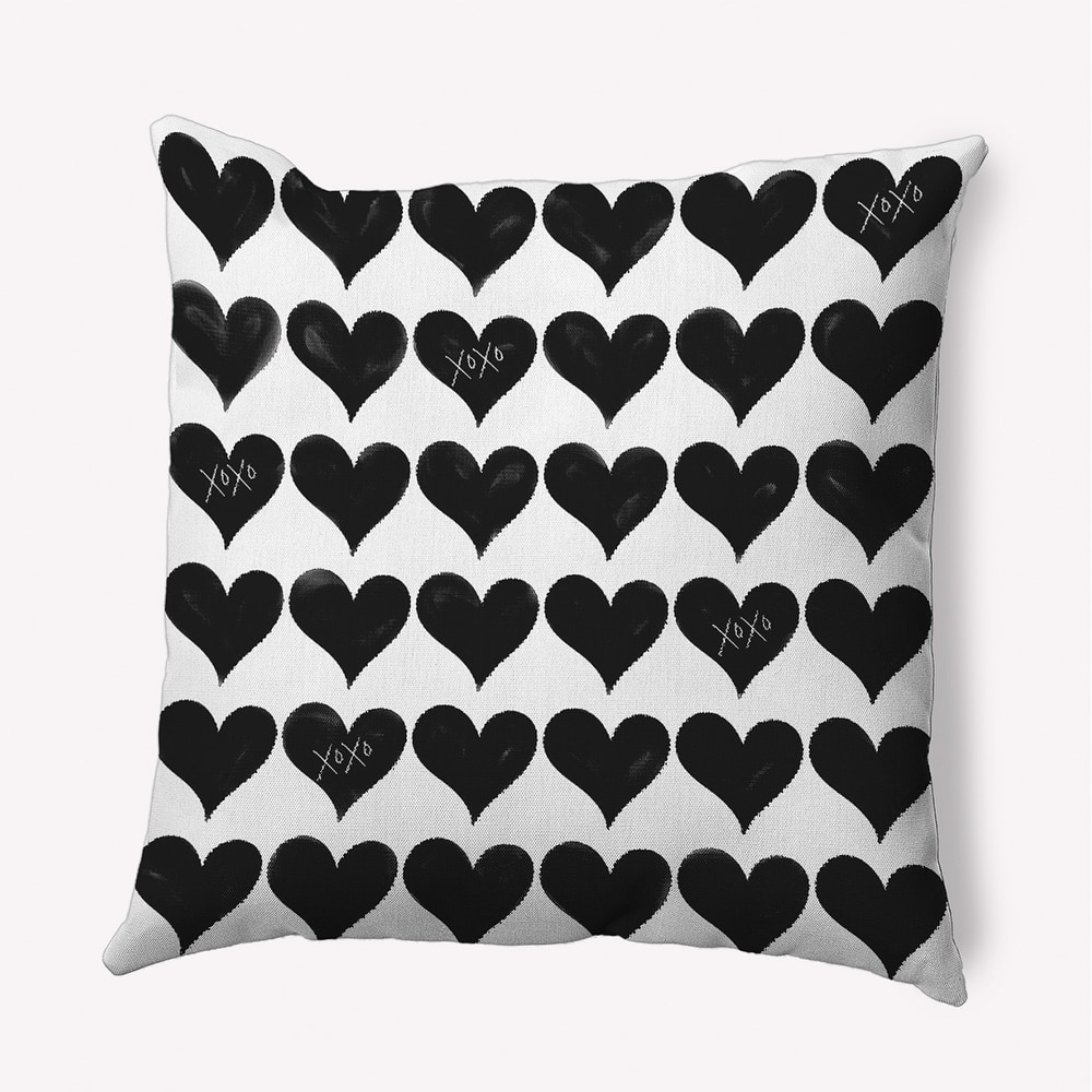 XOXO Colored Hearts Valentine's Day Decorative Indoor Pillow
