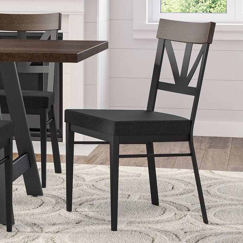 Amisco Clark Dining Chair with Solid Wood Accent and Metal Legs