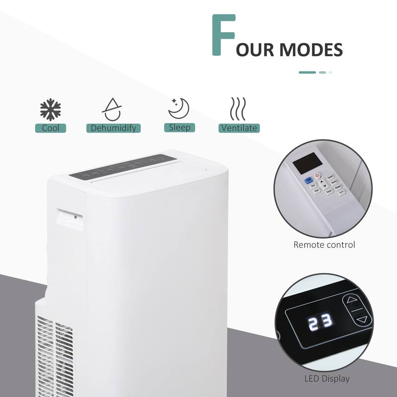HOMCOM 12000 BTU Portable Air Conditioner with Cooling, Dehumidifying, Ventilating Function, White - 17.75''x14.25''x29.75''