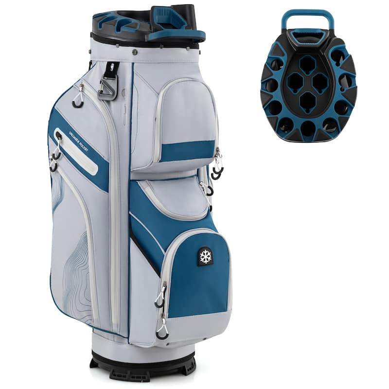 Gymax Golf Cart Bag Molded Lock Top Golf Bag w/14-Way Full Length - Blue
