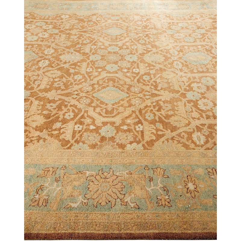 Overton Hand Knotted Wool Vintage Inspired Modern Contemporary Eclectic Brown Area Rug - 9' 0" x 11' 10"