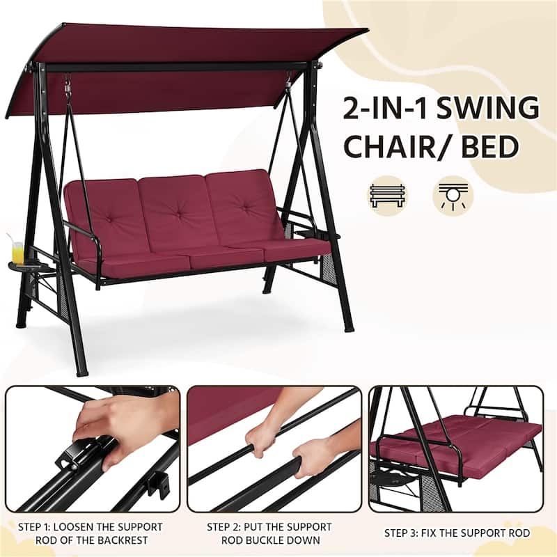 Yaheetech 3-Seat Outdoor Patio Swing Chair