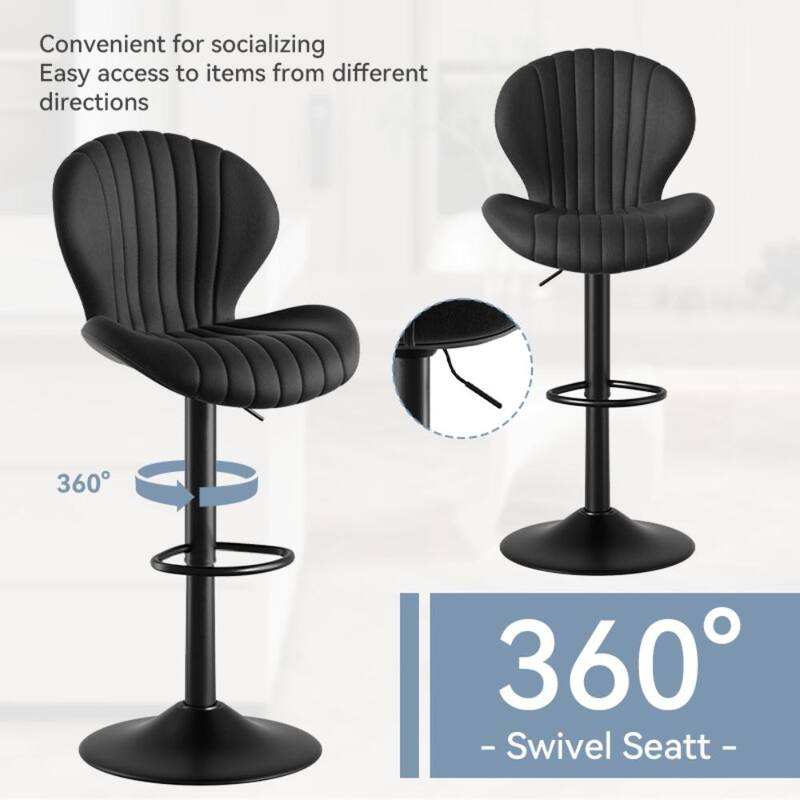 Set of 2 Modern Fabric Bar Stool with Iron Frame
