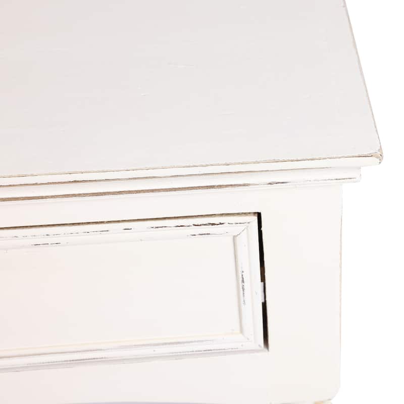 Distressed White Wood 2-Drawer 1-Shelf Console and Entry Table