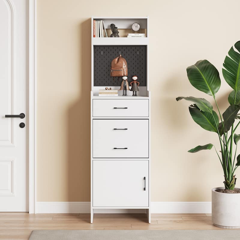 Shoe Storage Cabinet 19.7" Wide with Pegboard