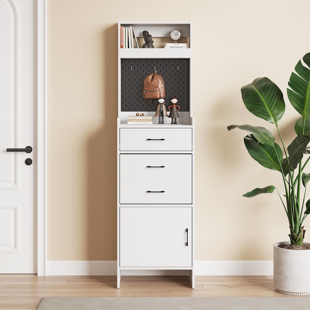 Shoe Storage Cabinet 19.7" Wide with Pegboard