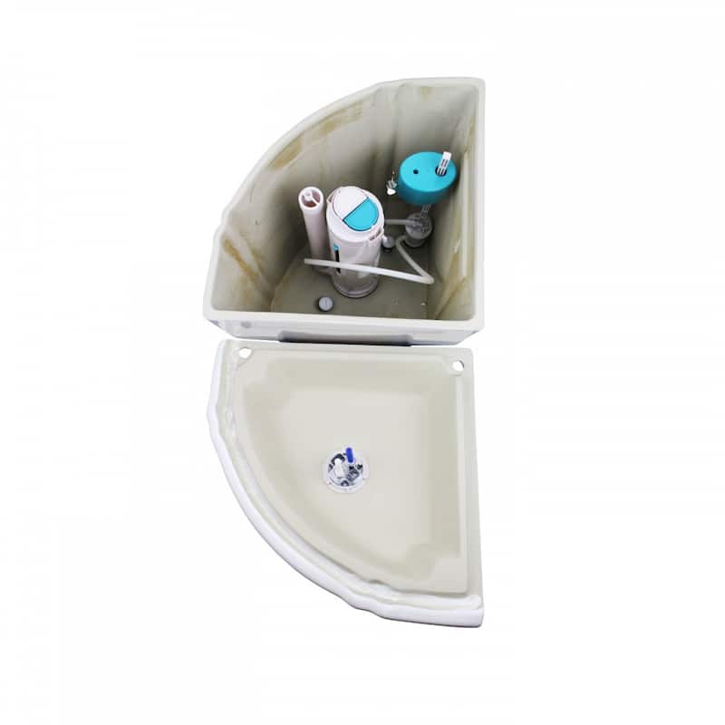 Sheffield White Porcelain Corner Two Piece Toilet with Elongated Bowl, Slow Close Seat and Dual Flush