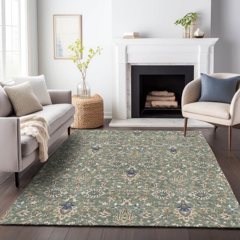 Machine Washable Indoor/Outdoor Traditional Persian Chantille Rug