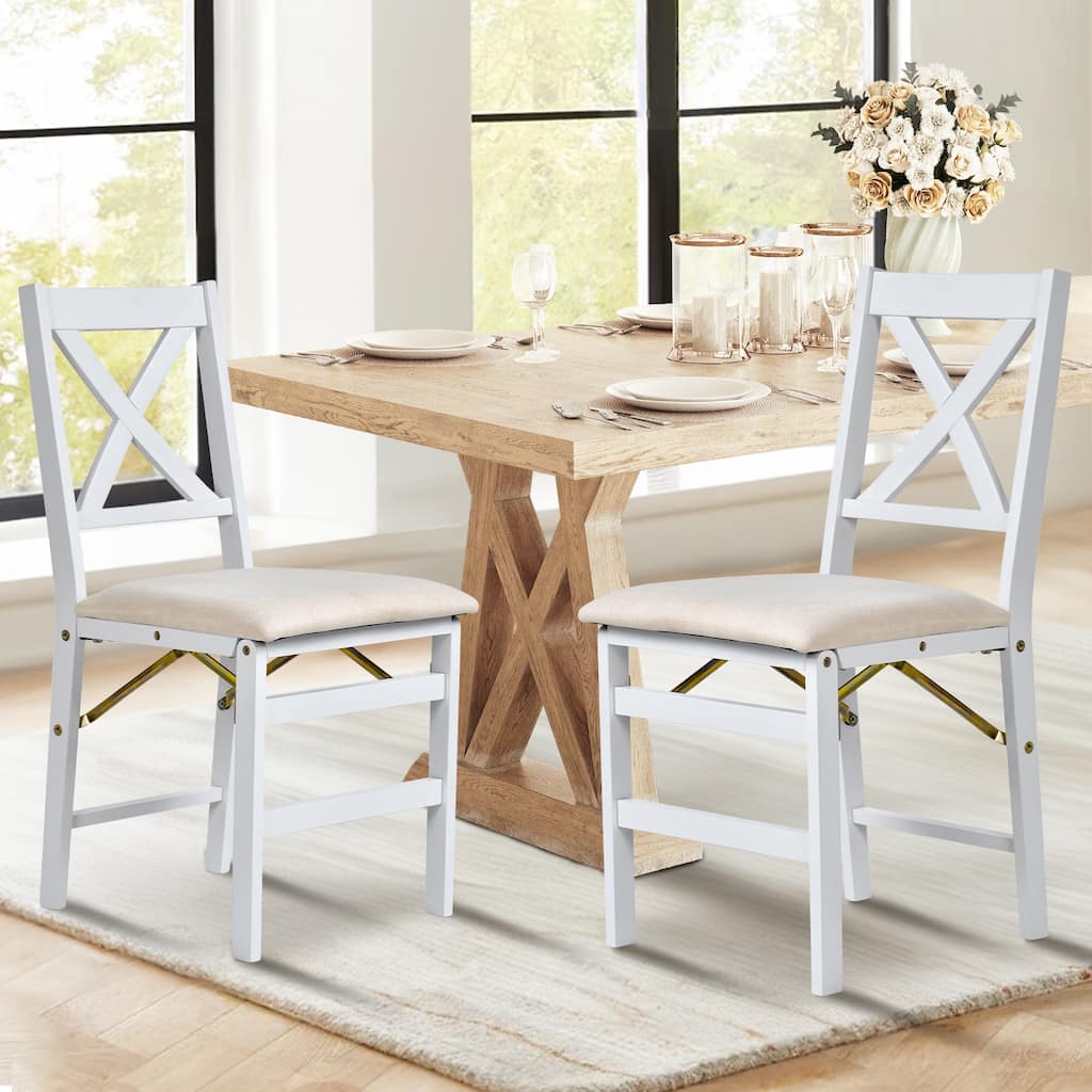 Folding Dining Chairs Set of 2 - Upholstered Wooden Frame - Indoor/Outdoor Space Saver - Pre-Assembled - Set of 2