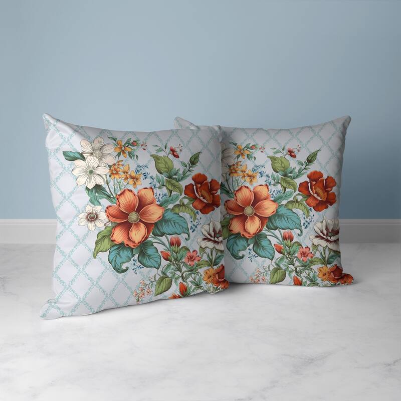 Wildflower Artistry Faux Suede Reversible Throw Pillow Green and Orange
