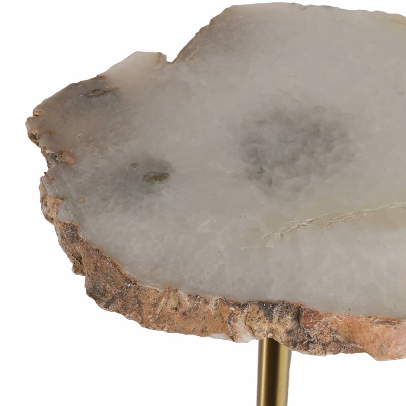 Freeform Agate Natural Edge Side Table with Metal Base