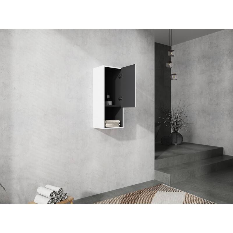 12" Bathroom Side Cabinet,Soft Close Doors,Float Mounting Design