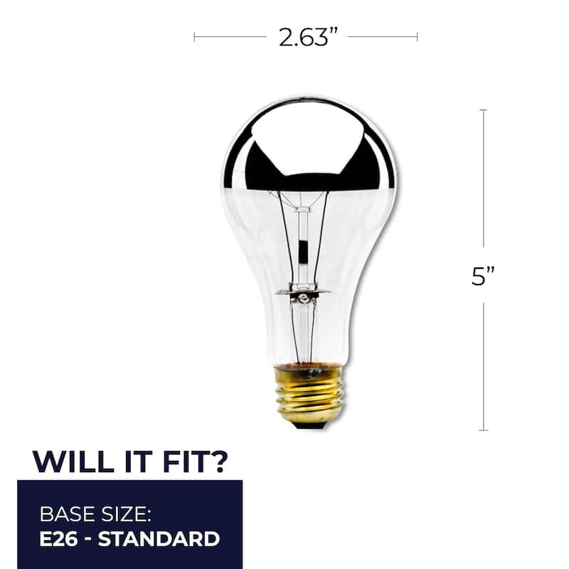 Bulbrite Pack of (8) Dimmable Half Chrome A19 Medium (E26) Incandescent Bulb
