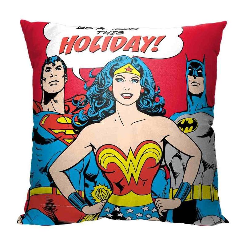Warner Brothers DC Justice League Be A Holiday Hero 18 Inch Throw Pillow