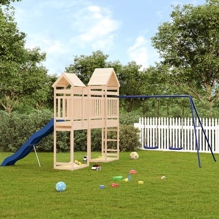 vidaXL Swing Set Outdoor Backyard Wooden Playground Equipment for Kids Age 3-8