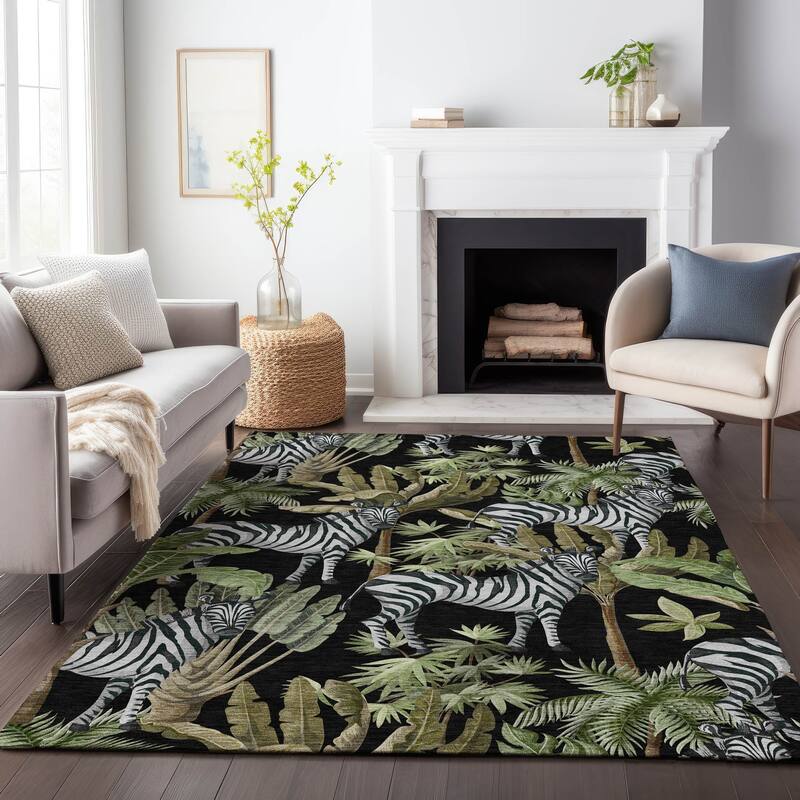 Premium Washable Super Soft Zebra Palm Tree Mayfield Rug