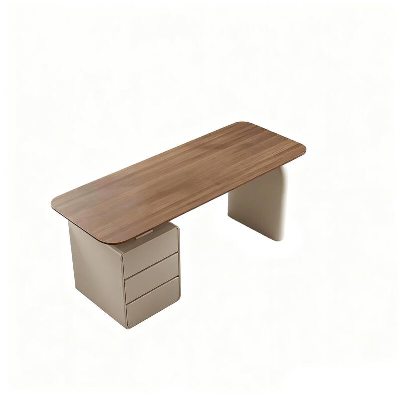 Walnut 3-Drawer Writing Desk With Storage For Office And Home Office