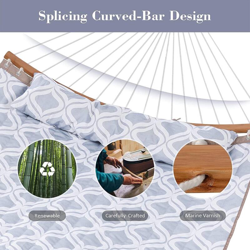 Outdoor 55 Inch 2 Person Hammock with Stand and Pillow by Suncreat