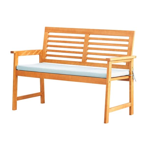 slide 2 of 9, Waimea Honey Slatted Eucalyptus Wood Garden Bench with Cushion