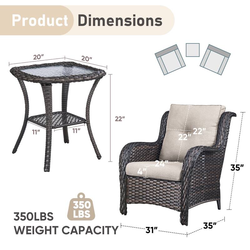 Outdoor Arm Chair with Cushion Rattan Chair