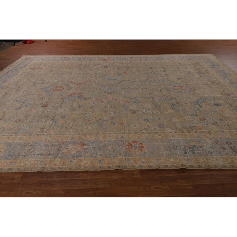 Vegetable Dye Oushak Oriental Large Area Rug Hand-Knotted Wool Carpet - 9'11"x 14'3"