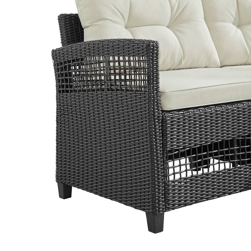Corvus Fife 4-piece Outdoor Wicker Sectional Set with Round Glass Table