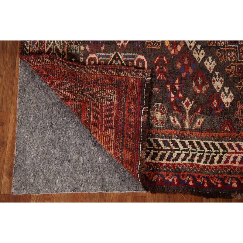 Vegetable Dye Shiraz Persian Antique Area Rug Hand-Knotted Wool Carpet - 5'7"x 8'2"