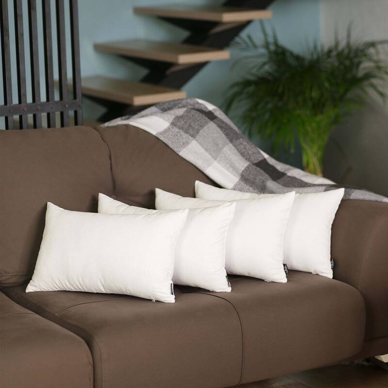 Farmhouse Set of 4 Decorative Throw Pillow Square and Lumbar - 12" x 20" - White