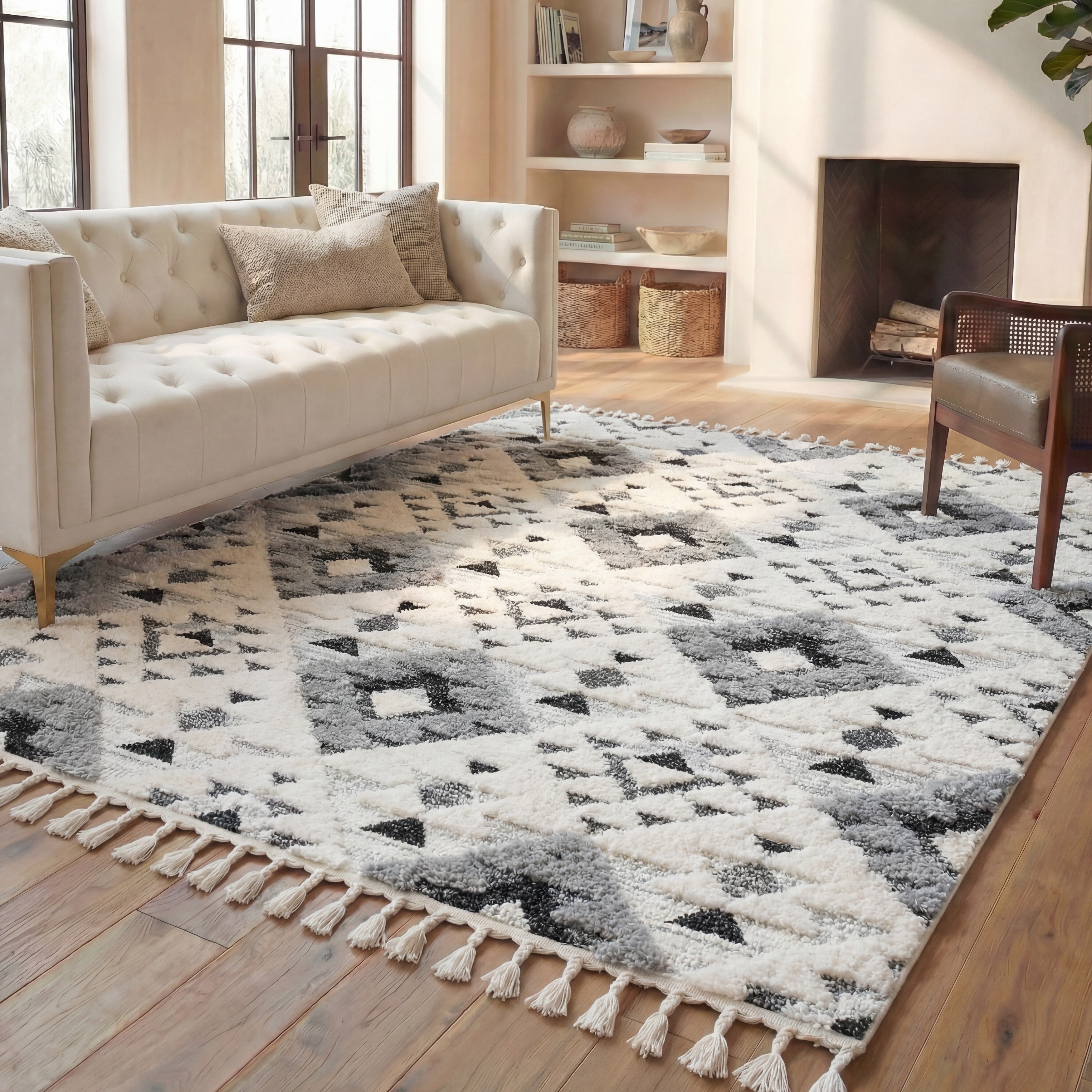 SAFAVIEH Moroccan Tassel Shag Delores 2-inch Thick Rug