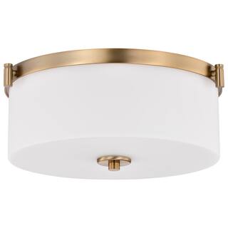 Liam 3 Light Flush Mount Burnished Brass White Opal Glass - Burnished Brass