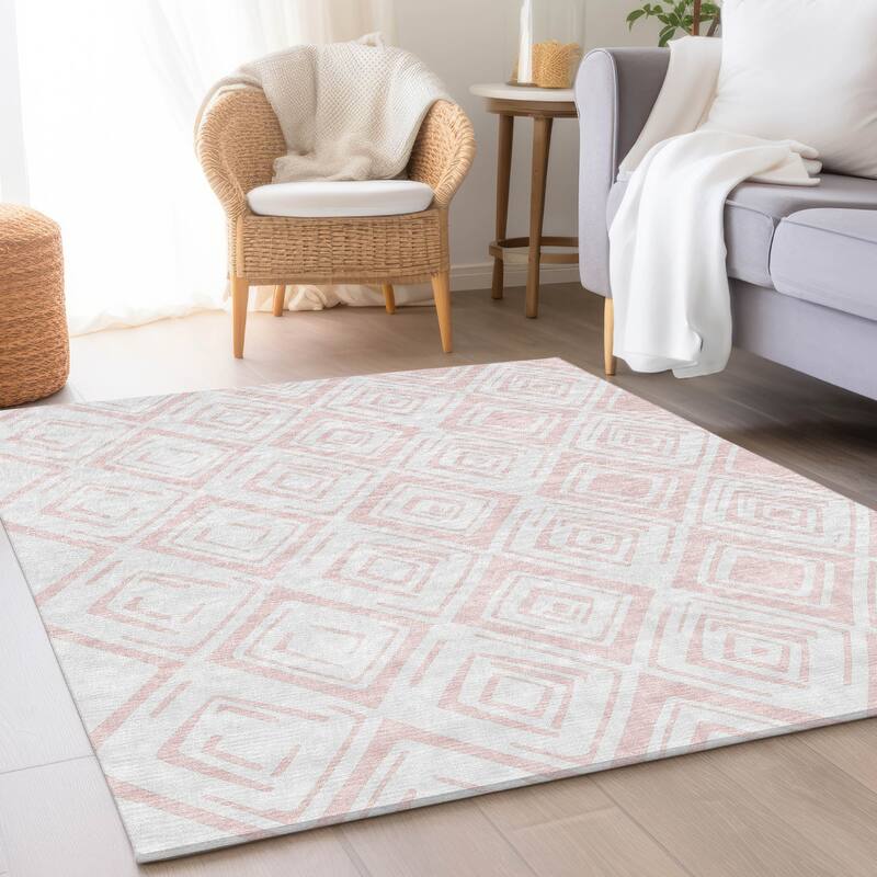 Machine Washable Indoor/ Outdoor Chantille Diamonds Ombre Rug