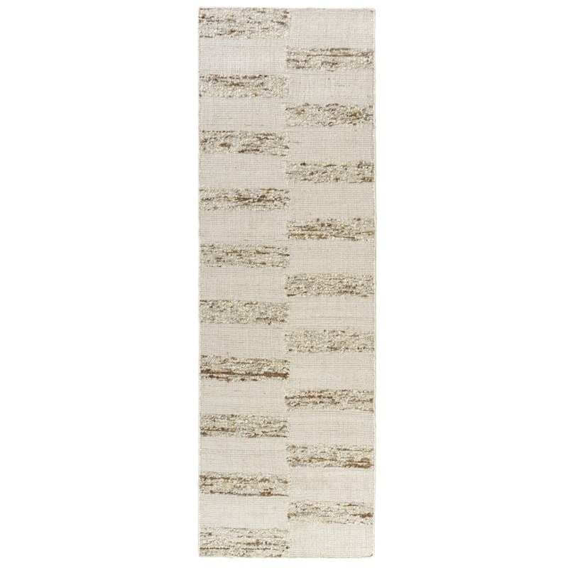 Sevita Ivory/Natural Farmhouse Checkered Area Rug - 2'6" x 8'