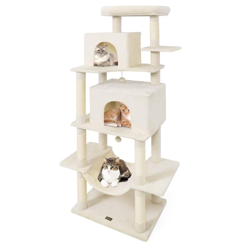 Costway 70” Large Cat Tree for Indoor Cats with Plush Top Perch, Dual - See Details