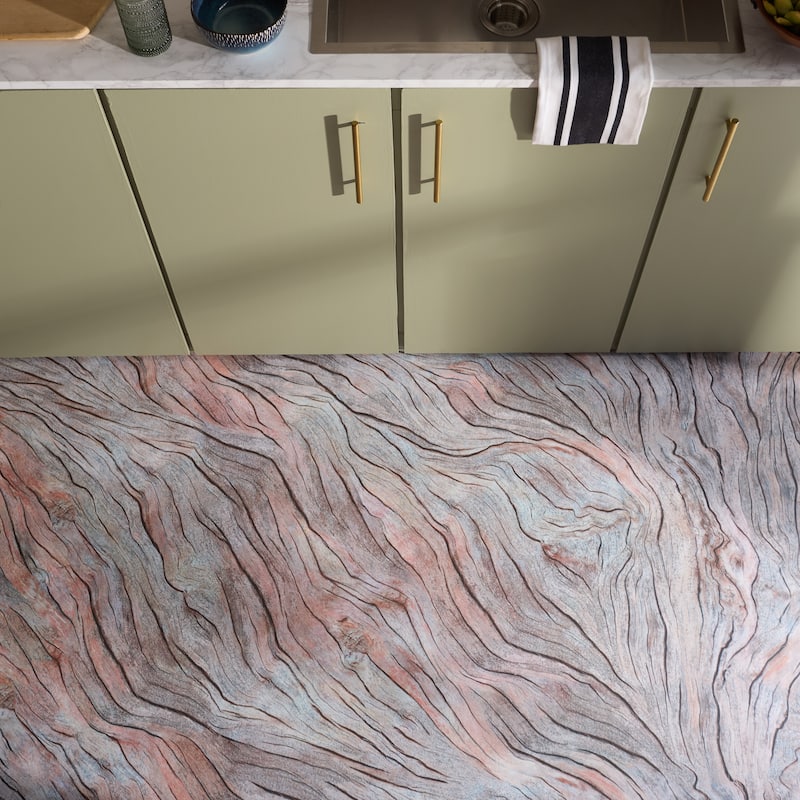 SAFAVIEH Vinyl Floor Myrtille Durable Floor Mat Rug - 4'3" x 6'7" - Grey/Rust